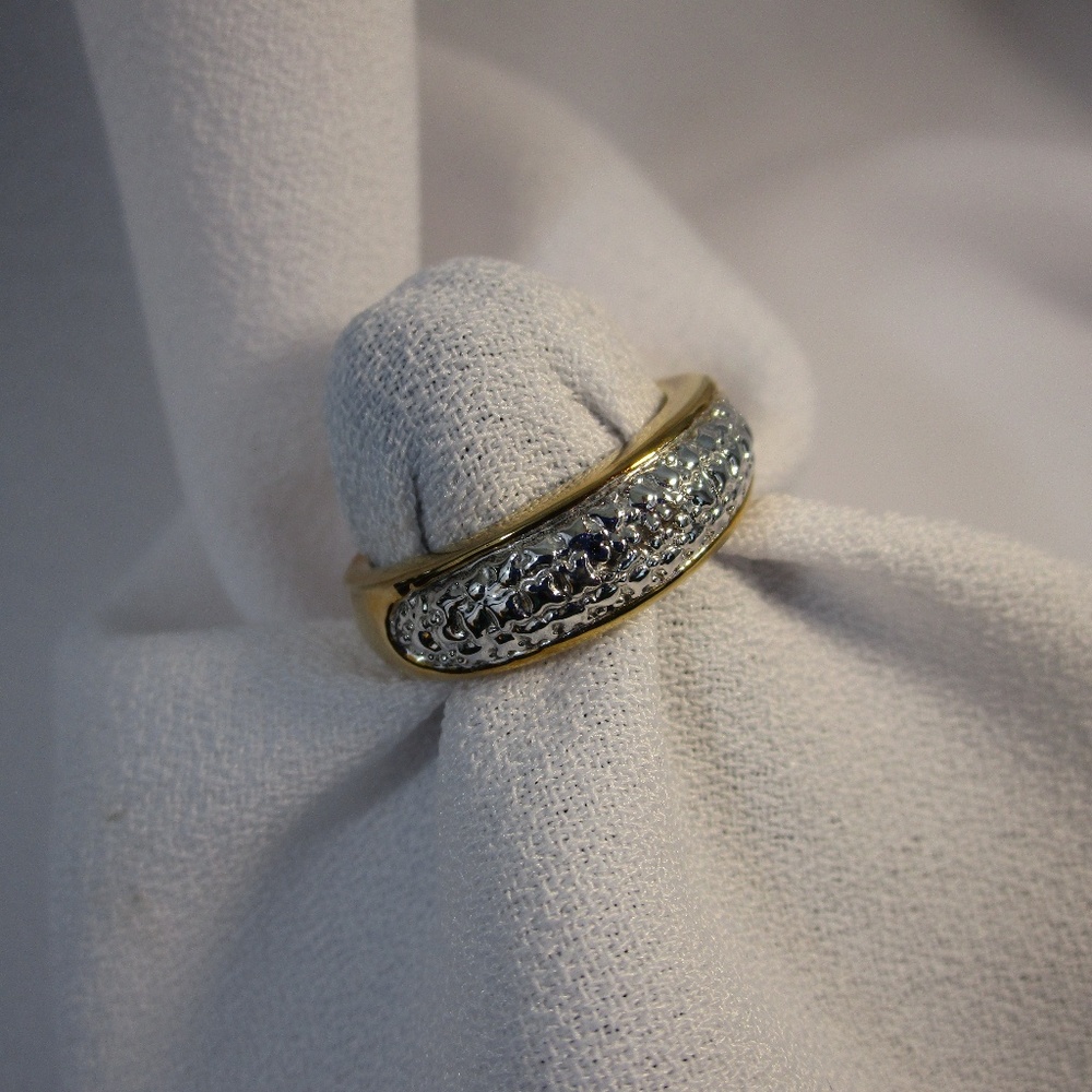 Simple Gold with Silver and Crystals Ring
